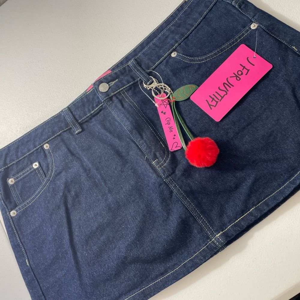 J For Justify XL Dark Wash Denim Mini Skirt Y2K Low Rise 5 Pocket